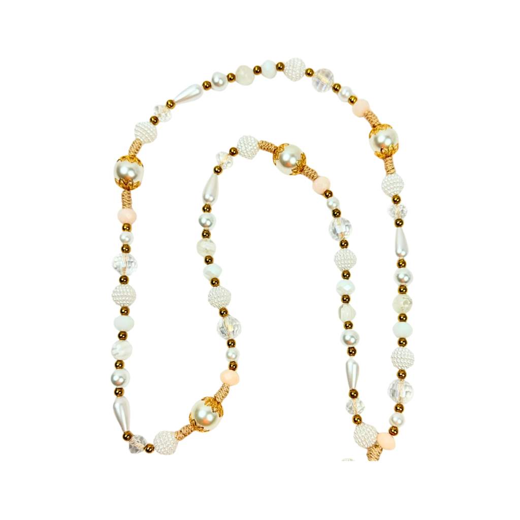 Rosario Virgen Milagrosa · Recamado Blanco Dorado