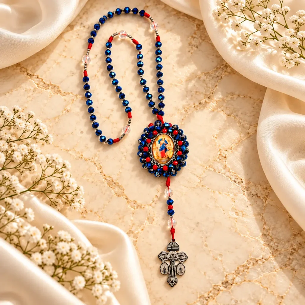 Virgen Desatanudos · Azul y Carmesí