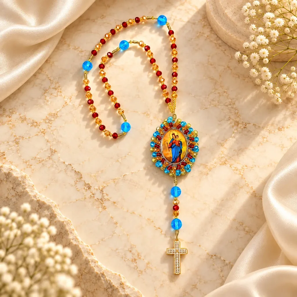 Virgen María Auxiliadora · Cielo y Carmesí